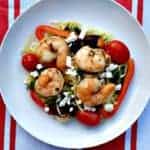 plated Mediterranean shrimp with zucchini noodles