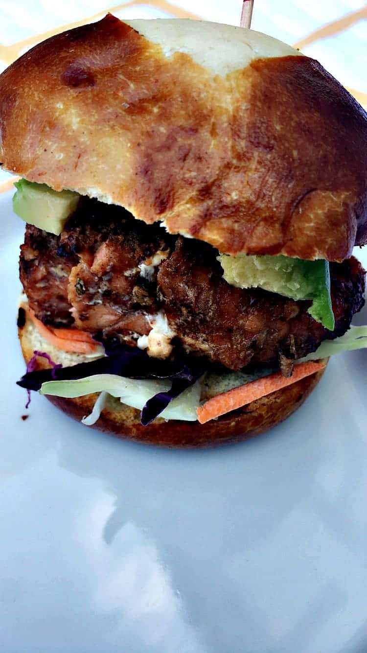 Pretzel Bun Salmon Sliders