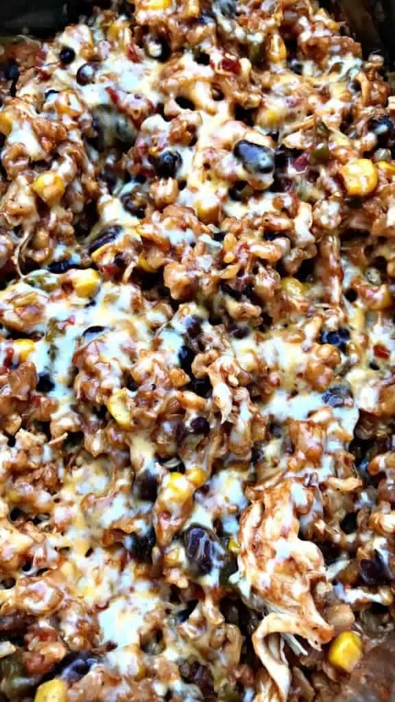 close up of Slow-Cooker Southwestern Chicken and Brown Rice
