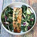 parmesan crusted salmon with herbs with salad