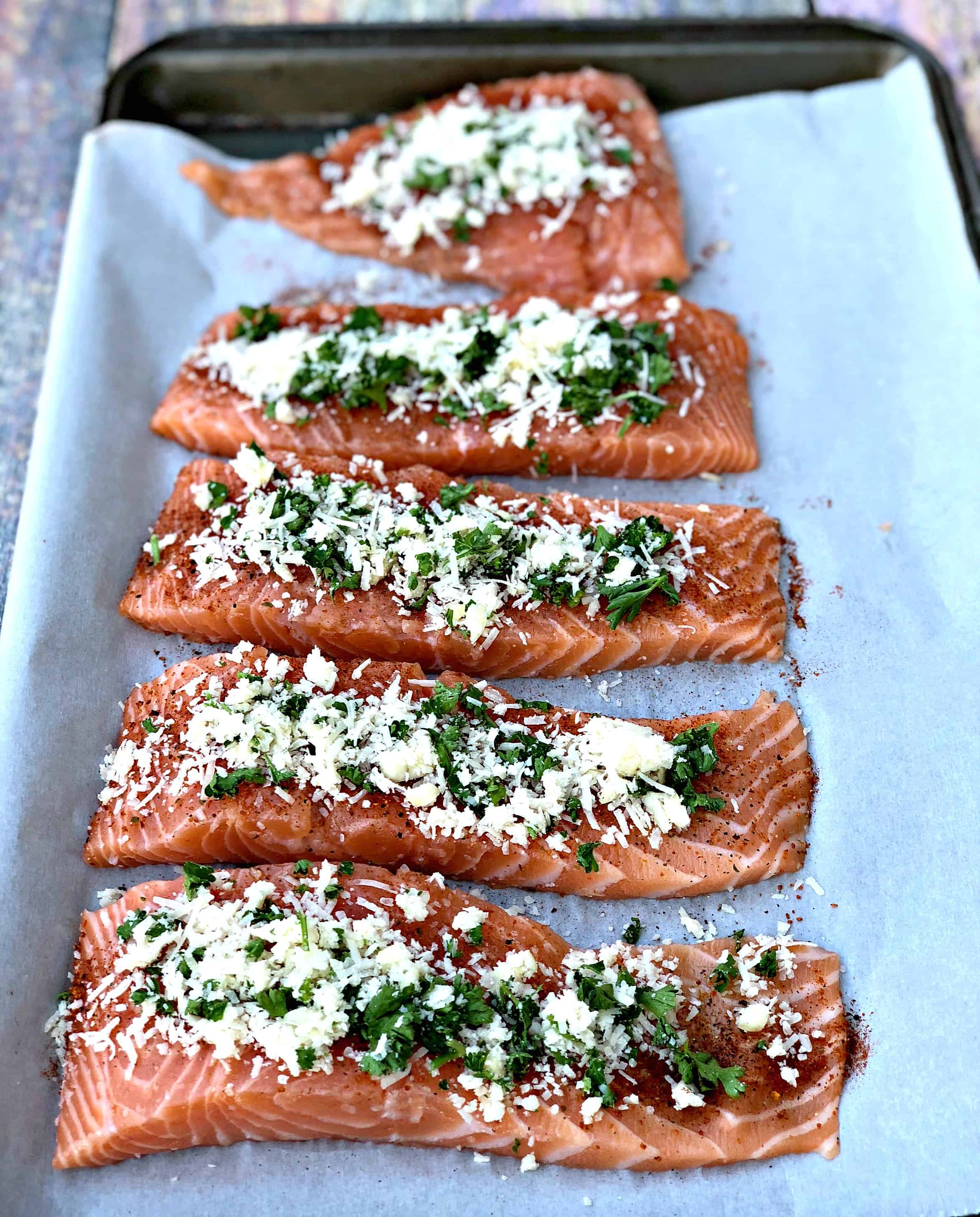 Baked Parmesan Herb Crusted Salmon