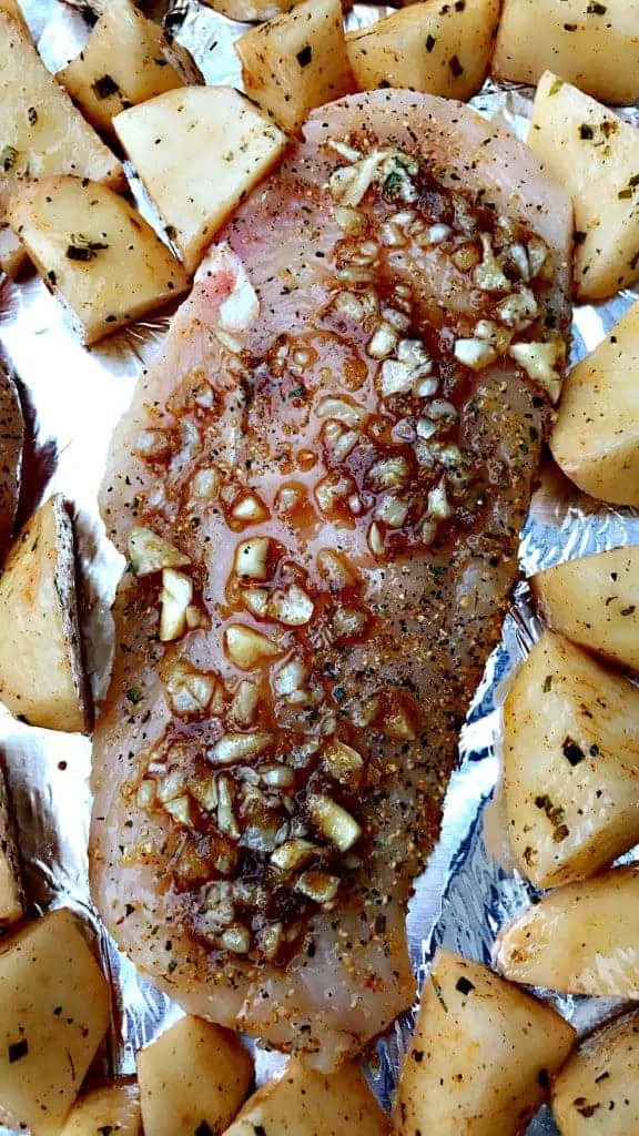 Sheet Pan Garlic Brown Sugar Chicken with Roasted Potatoes - pre-cooked