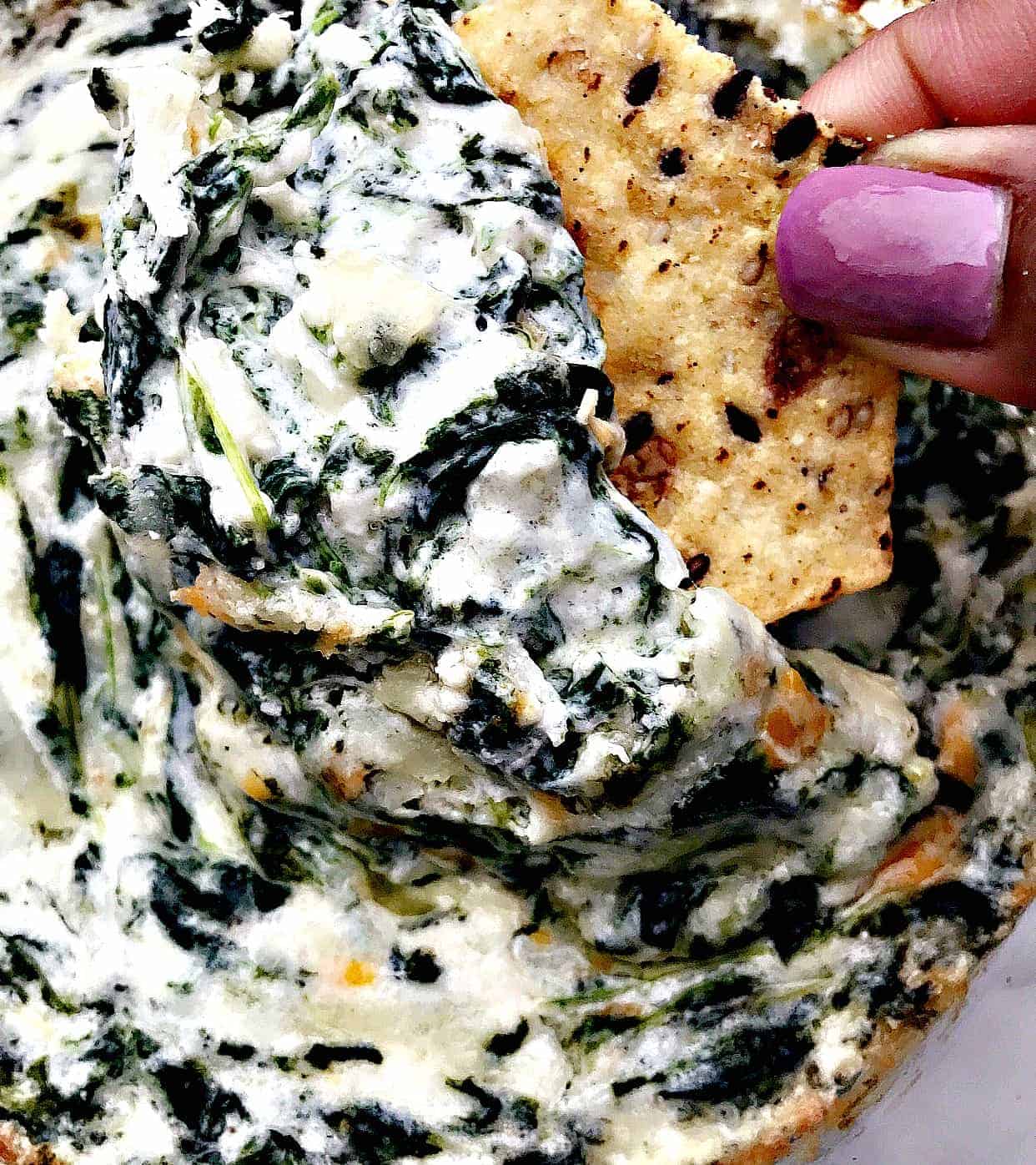 Easy Baked Warm Spinach Dip with Garlic and Parmesan