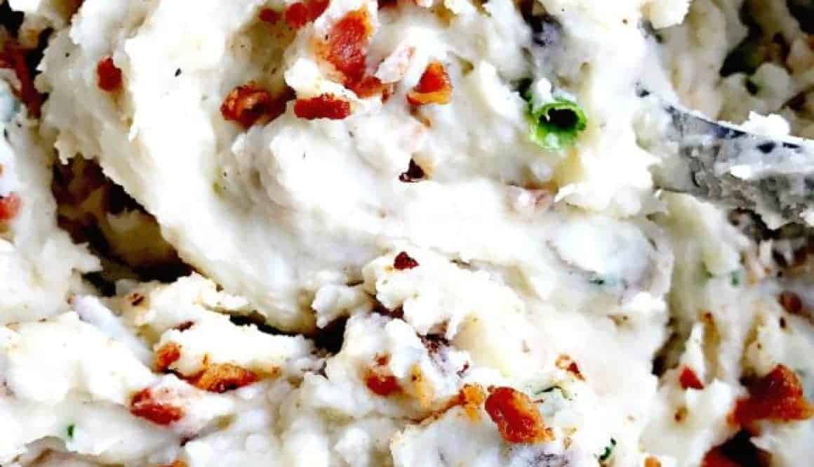 Dutch Oven SkinOn Mashed Potatoes with Bacon