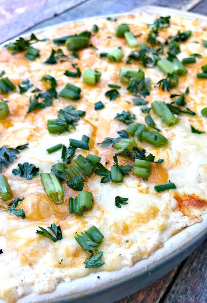 hot crab dip in a baking dish