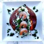 plated crab shrimp stuffed sweet potato