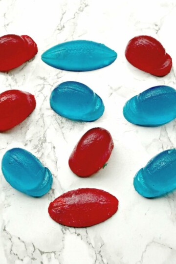 super bowl red and blue jello mold shots (footballs, & helmets)