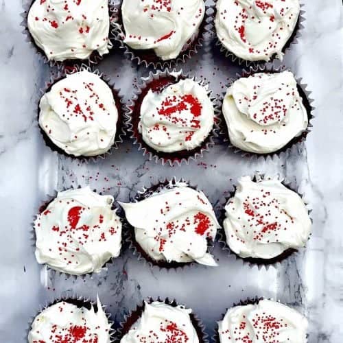Skinny, LowCalorie Red Velvet Cupcakes with ReducedFat Cream Cheese