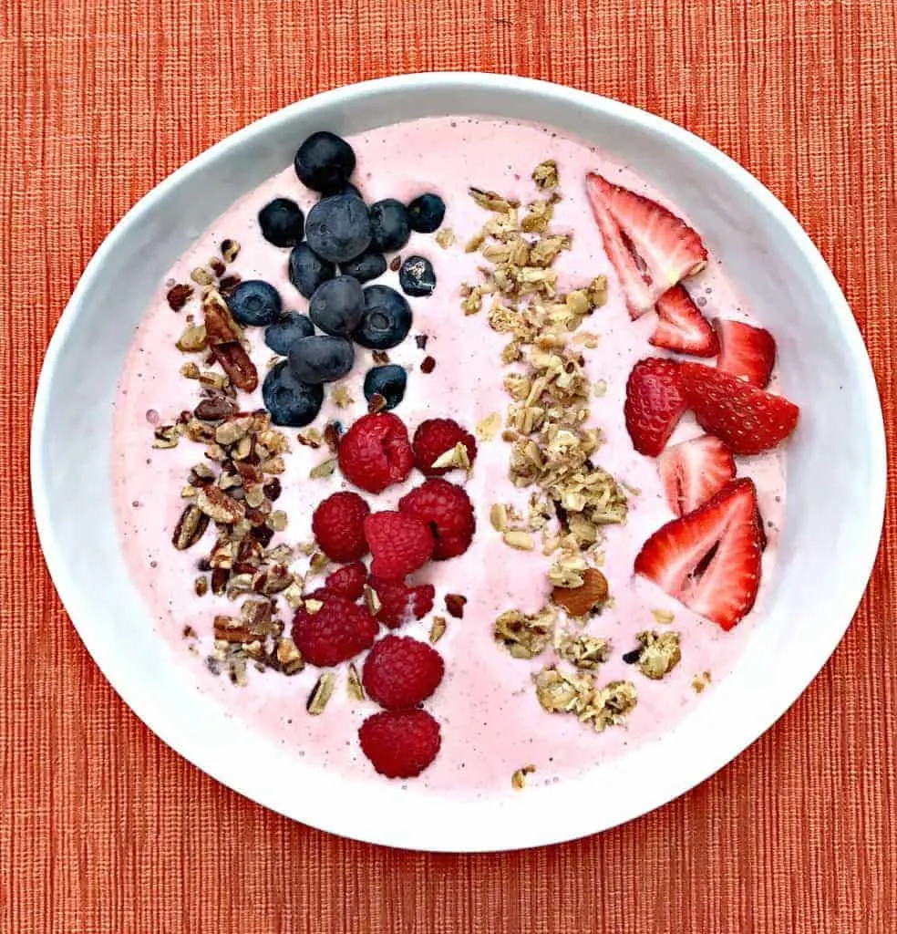 almond butter berry power protein smoothie bowl