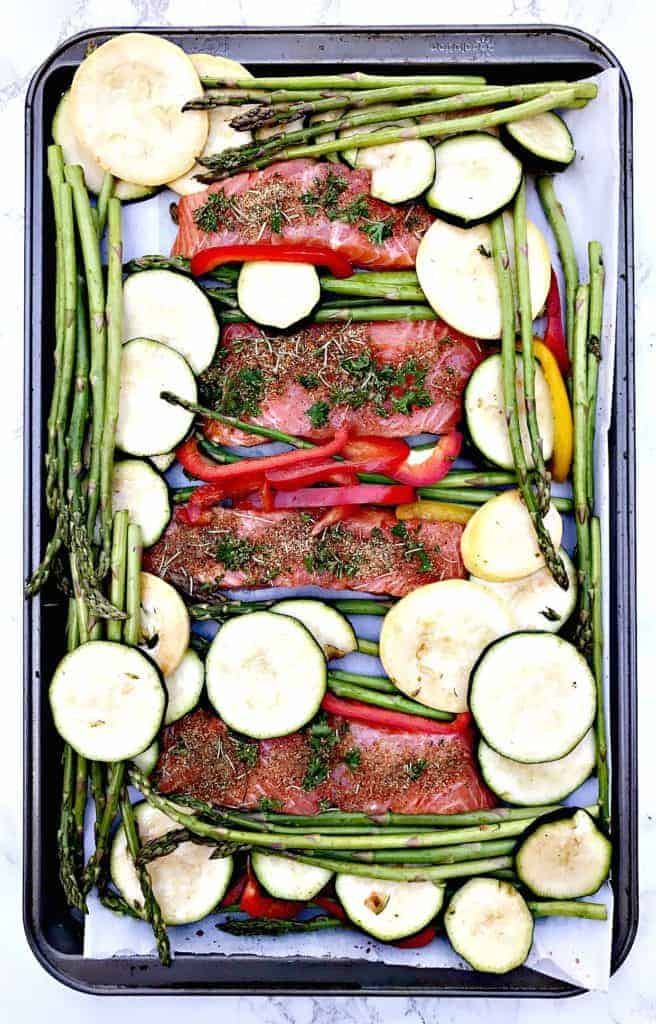 low carb balsamic salmon sheet pan