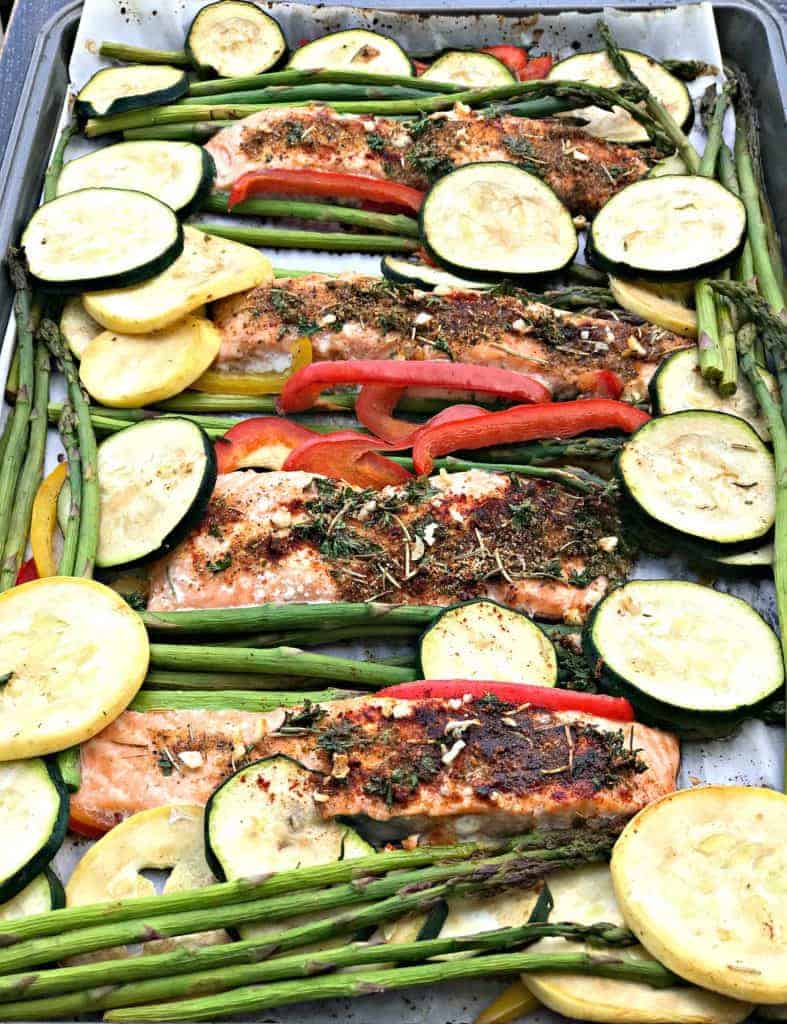 low carb balsamic salmon sheet pan