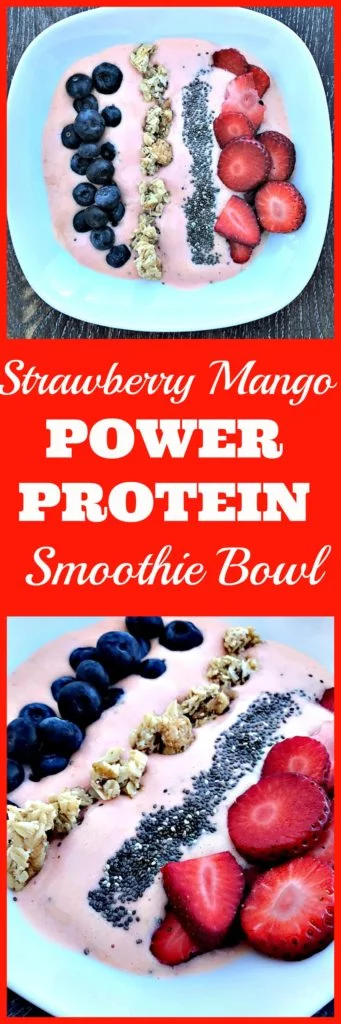strawberry power protein smoothie bowl