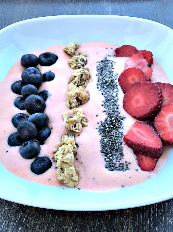 strawberry protein smoothie bowl