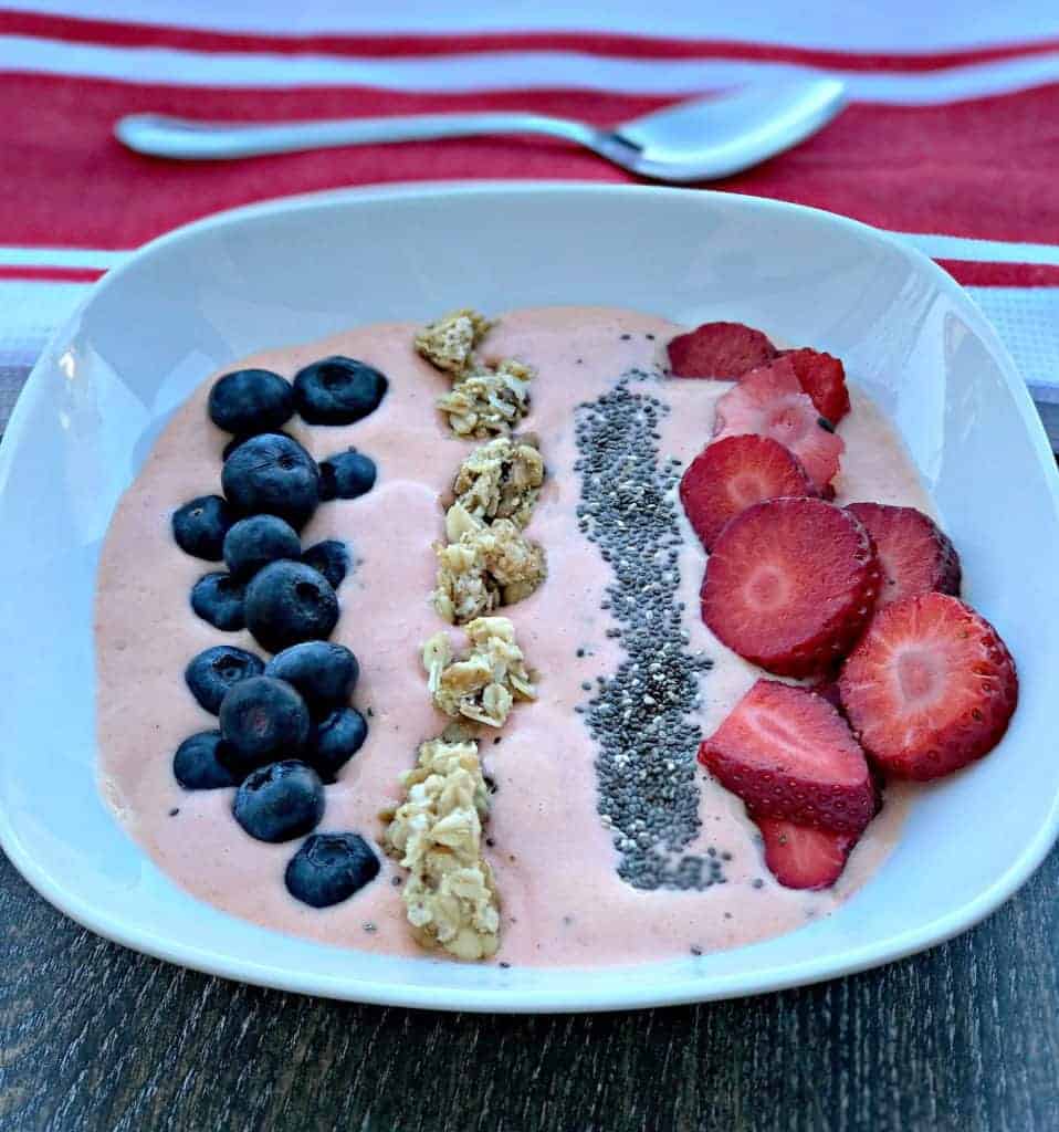 strawberry protein smoothie bowl