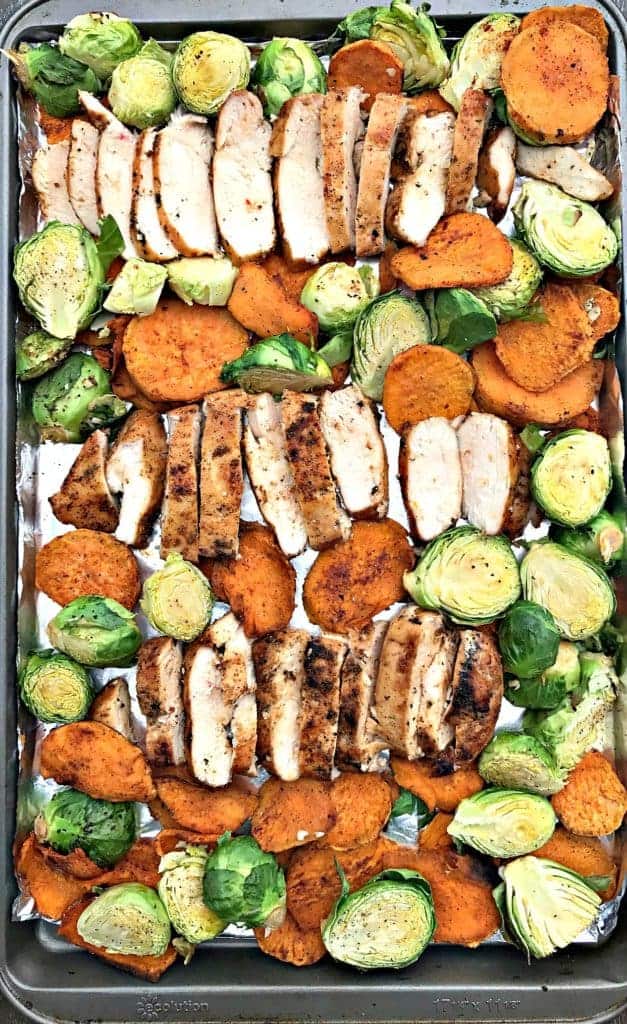 sheet pan chicken and sweet potatoes