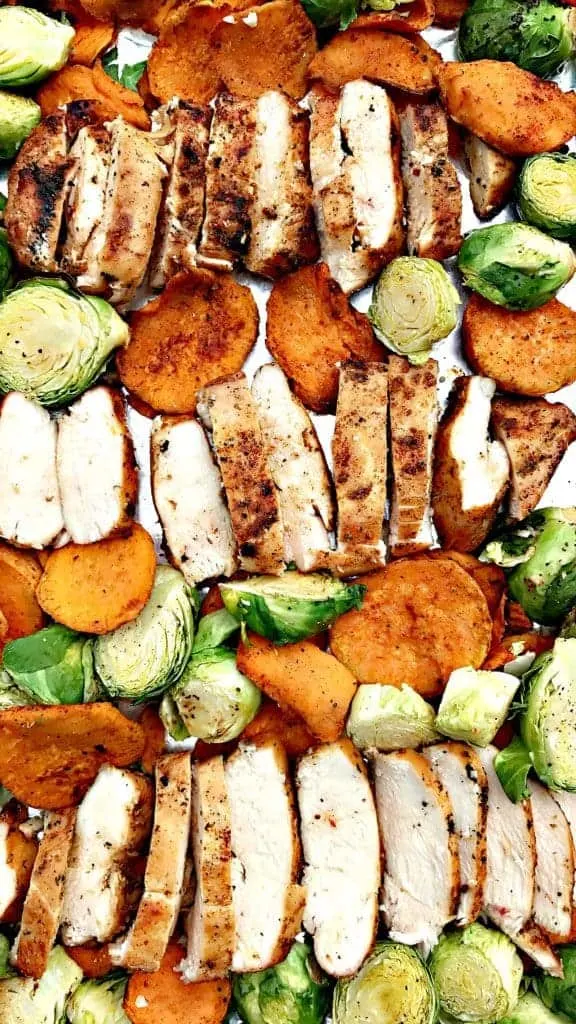 sheet pan chicken and sweet potatoes