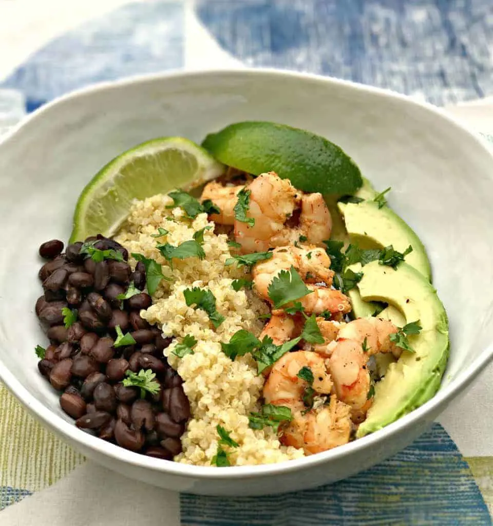 cilantro lime shrimp quinoa bowl