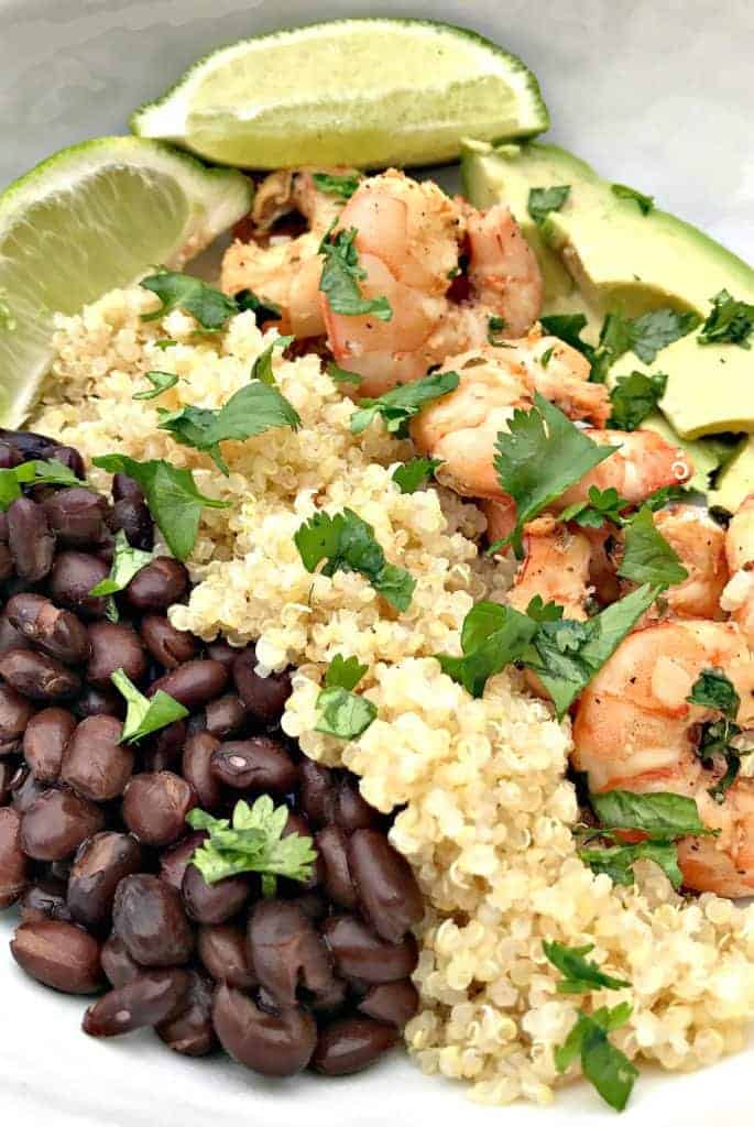 cilantro lime shrimp quinoa bowl