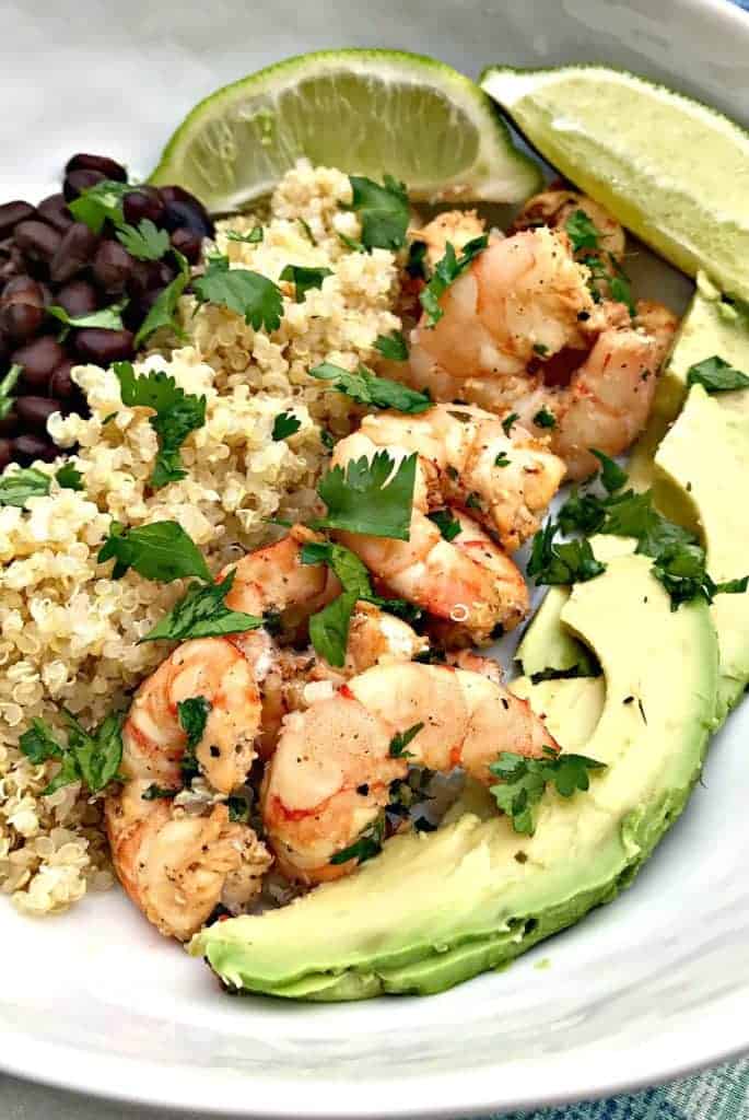 cilantro lime shrimp quinoa bowl