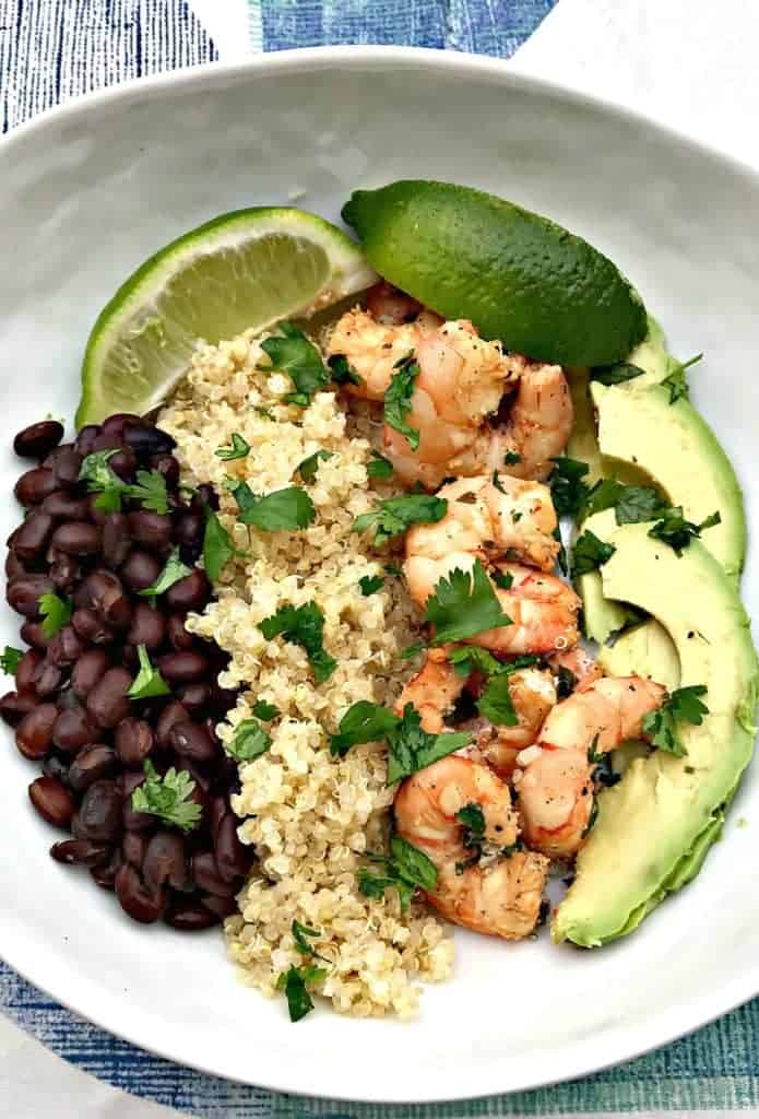 cilantro lime shrimp quinoa bowl