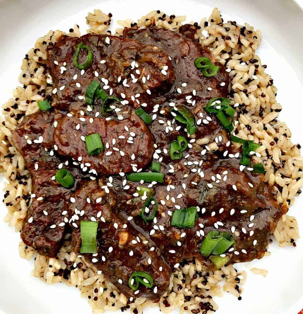 instant pot mongolian beef with quinoa and brown rice