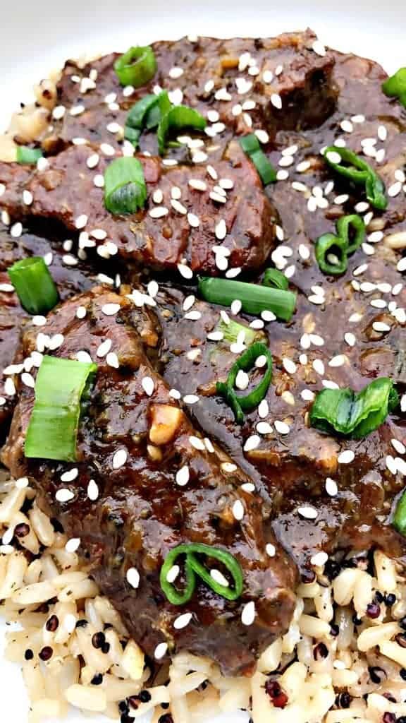 instant pot mongolian beef with quinoa and brown rice