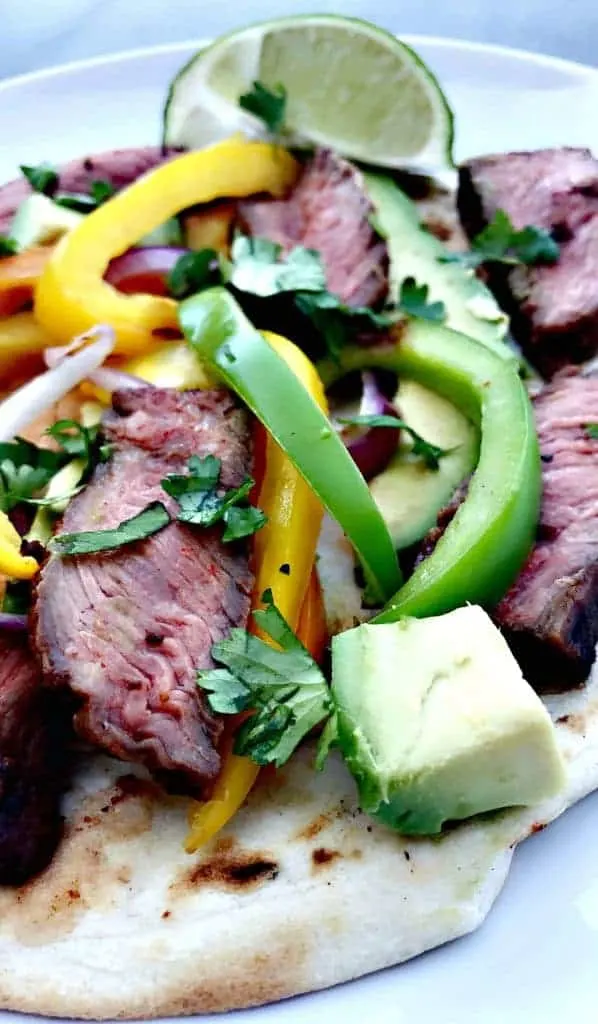 skinny flame grilled steak fajitas