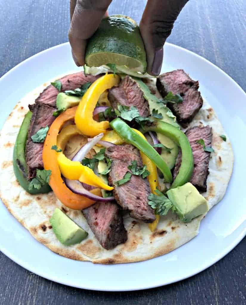 skinny flame grilled steak fajitas