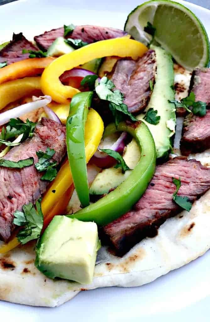 skinny flame grilled steak fajitas