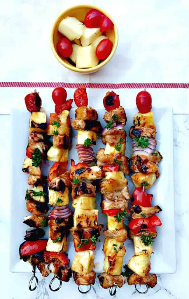 Hawaiian pineapple chicken skewers