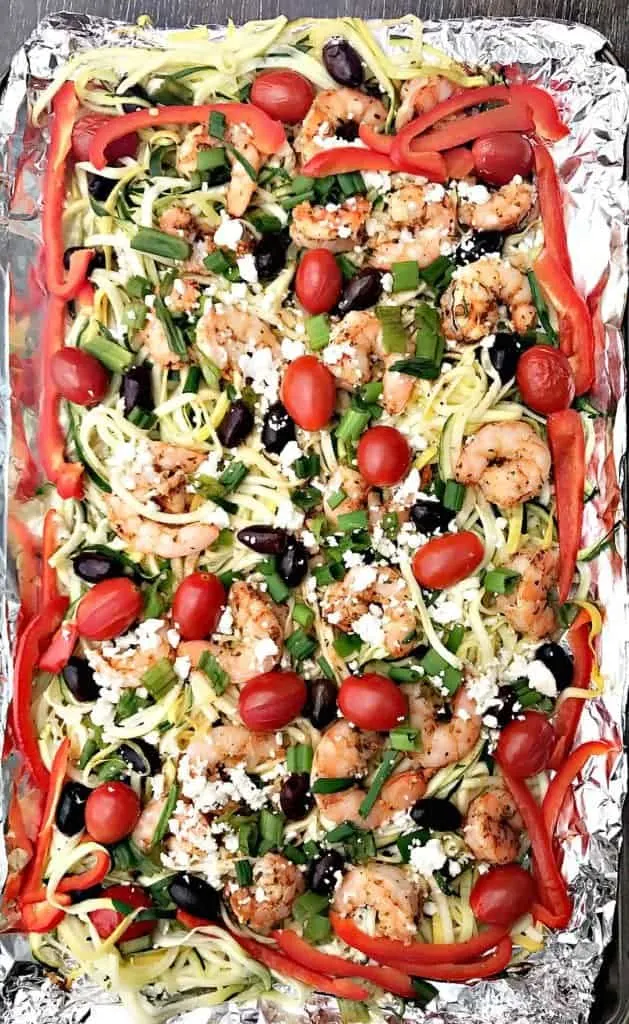 Sheet-Pan Mediterranean Shrimp with Zucchini Noodles