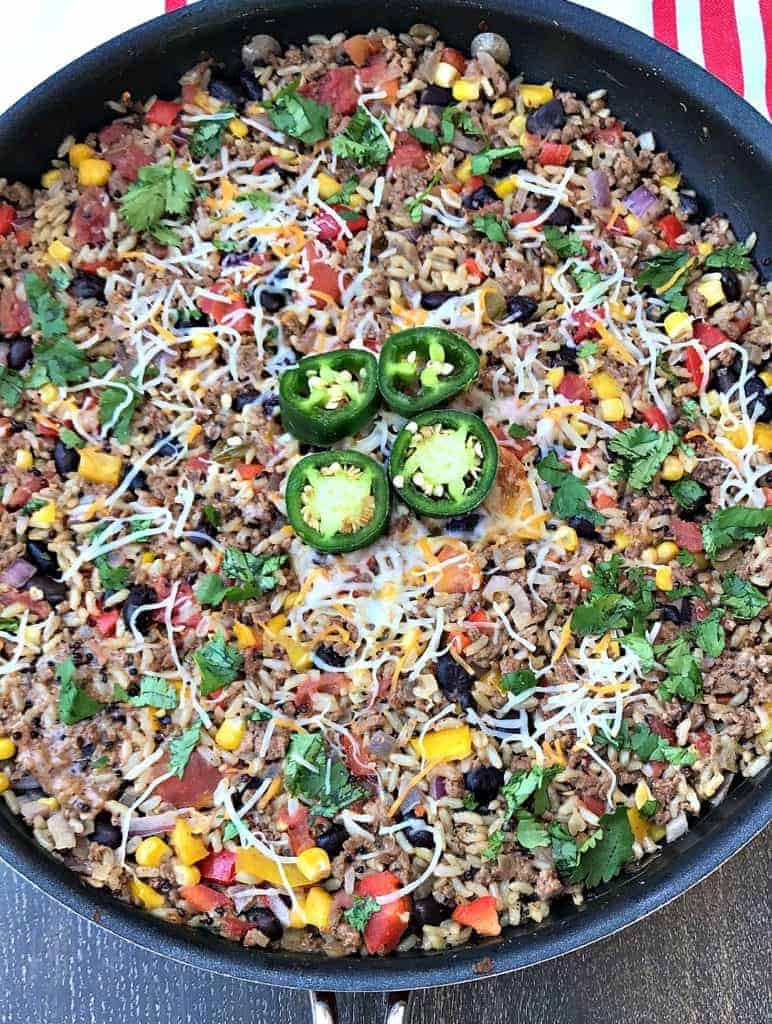 Beef Taco One-Skillet Meal with Quinoa and Brown Rice