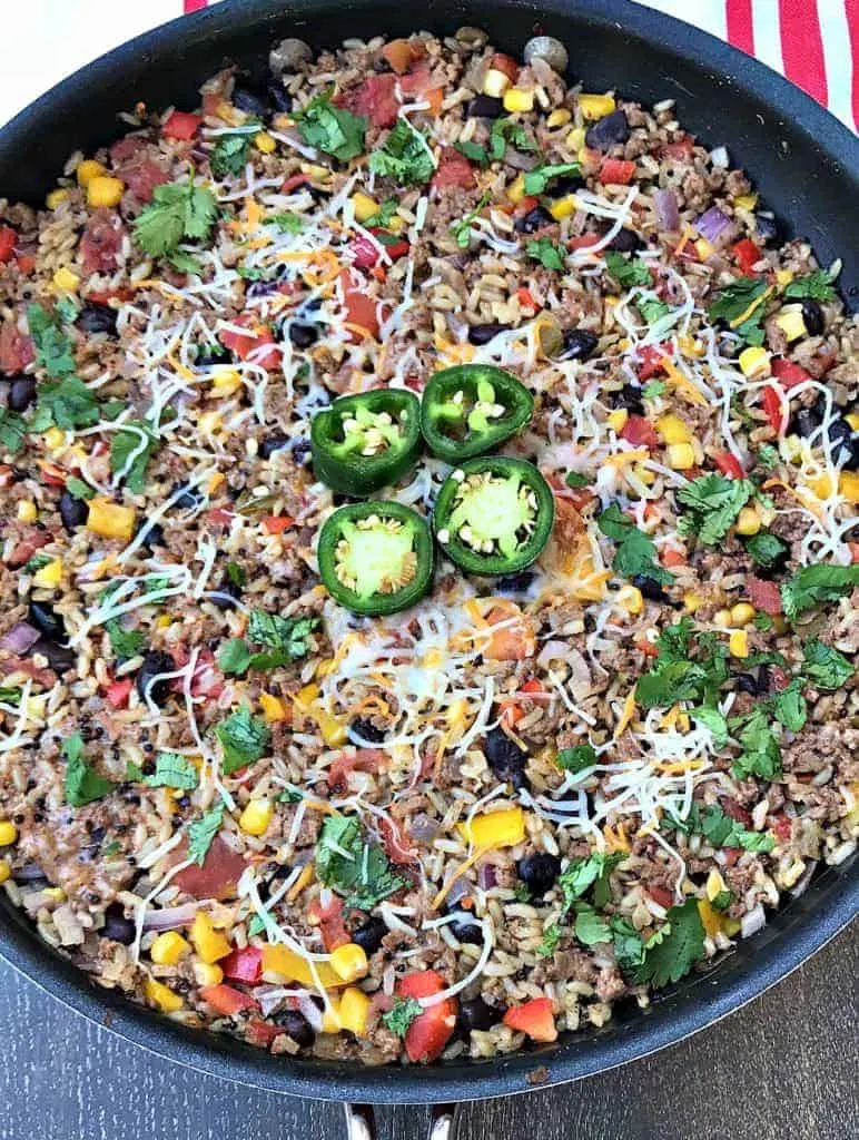 Beef Taco One-Skillet Meal with Quinoa and Brown Rice
