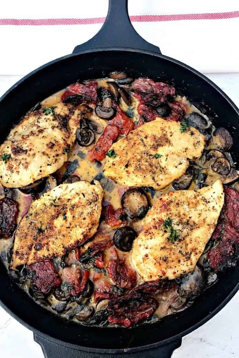 Keto Chicken with SunDried Tomatoes and Mushrooms