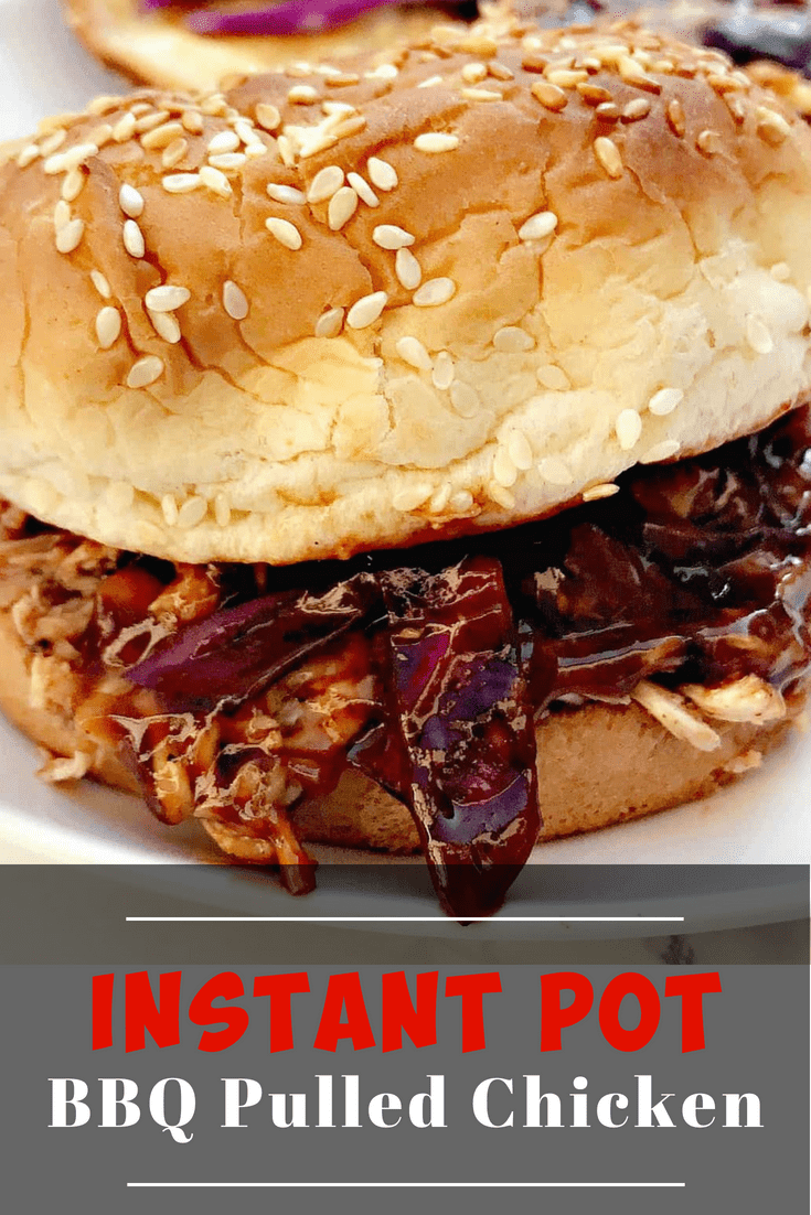 Easy, Instant Pot BBQ Pulled Chicken Sandwiches is a quick and easy pressure cooker recipe that allows you to prepare home-cooked, BBQ without a grill and in 10 minutes! This recipe produces juicy shredded chicken that is drizzled with BBQ sauce. #InstantPot #InstantPotRecipes #BBQ