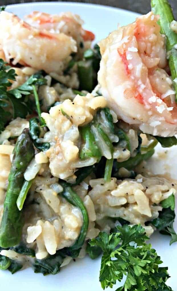 Instant Pot Lemon Shrimp Risotto with Vegetables and Parmesan