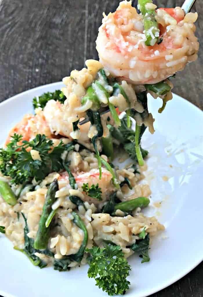 Instant Pot Lemon Shrimp Risotto with Vegetables and Parmesan