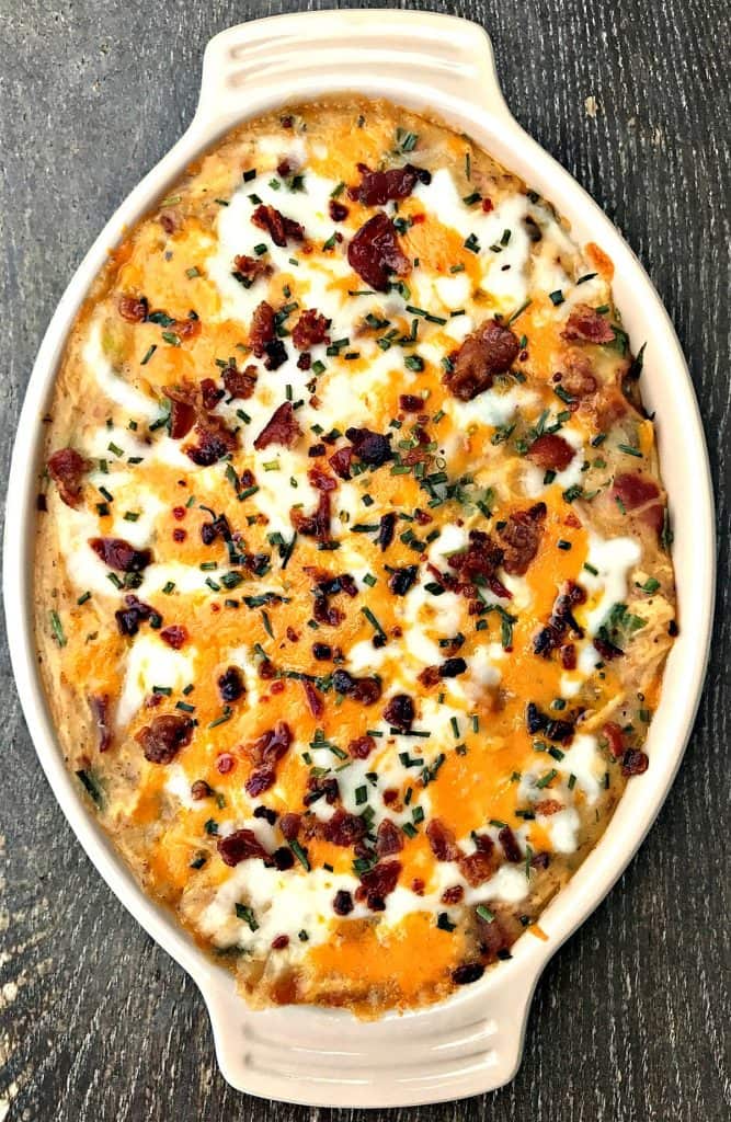 Instant Pot Bacon Chicken Ranch Baked Potato Casserole