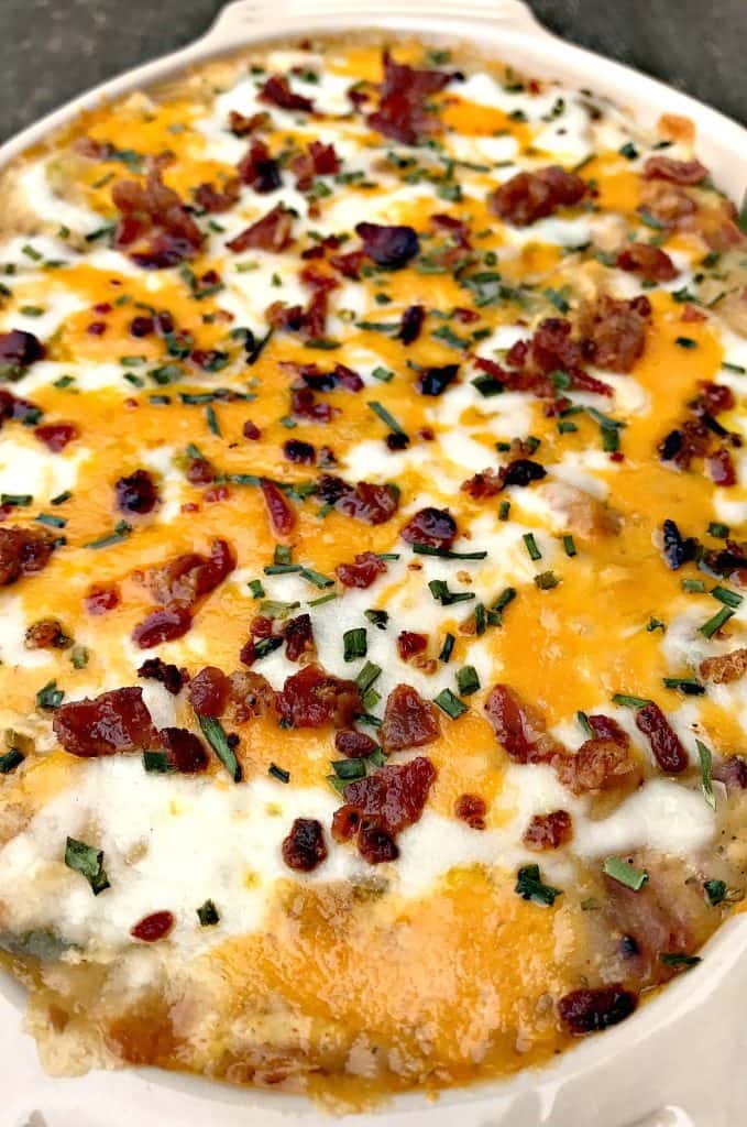 Instant Pot Bacon Chicken Ranch Baked Potato Casserole