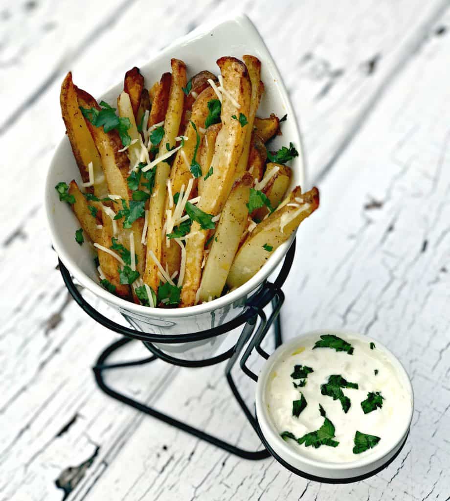 air fryer parmesan truffle oil fries