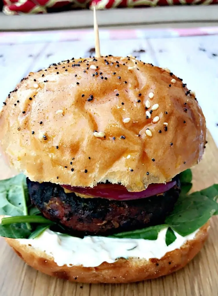 Truffle Oil Mushroom Onion Grilled Burger