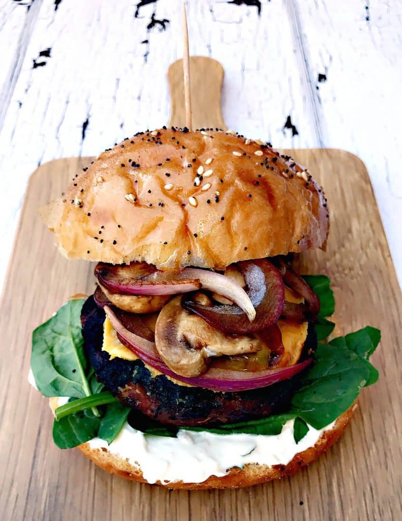 Truffle Oil Mushroom Onion Grilled Burger