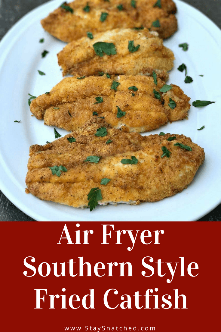 Air Fryer 3 Ingredient Fried Catfish is a quick and easy low-calorie, low-fat and low-carb recipe. This recipe is crispy and crunchy! #AirFryer #AirFryerFish #Seafood #AirFryerRecipes