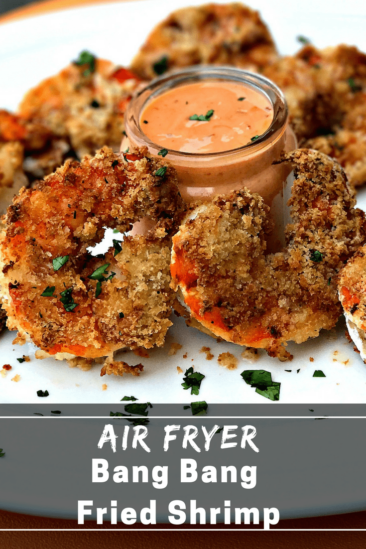 Air Fryer Bang Bang Panko Breaded Fried Shrimp is a quick and easy, healthy, low-fat seafood recipe with bread crumbs, sweet chili and Sriracha dipping sauce. This recipe makes the perfect appetizer or weeknight dinner. #AirFryer #AirFryerShrimp #Seafood