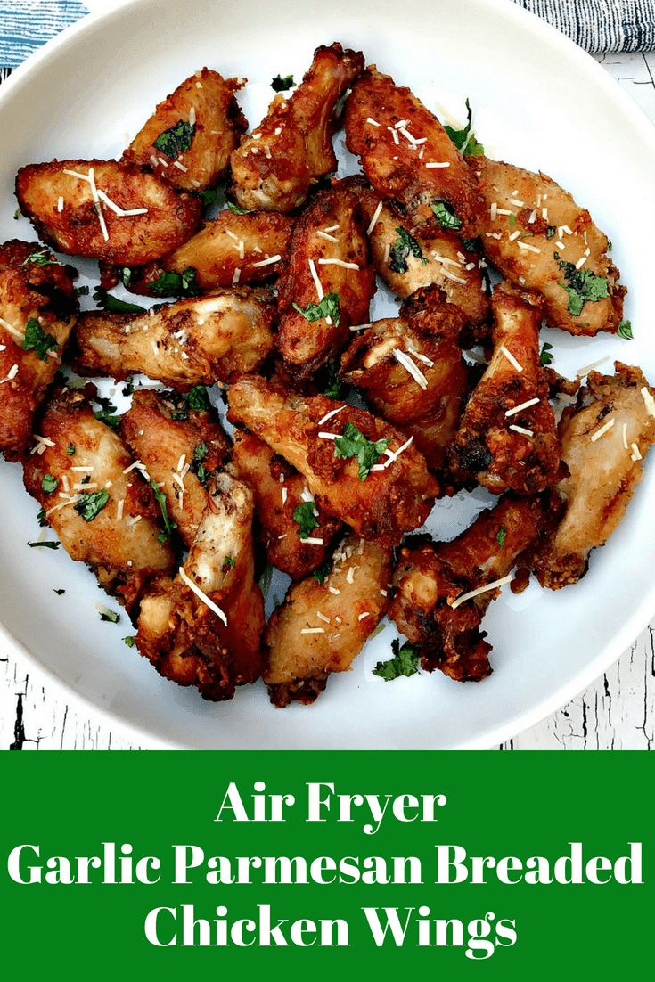 Air Fryer Garlic Parmesan Breaded Fried Chicken Wings is a quick and easy low-fat recipe for crispy and crunchy chicken wings. This recipe is the perfect air-fried buttermilk, southern fried chicken recipe and takes 20 minutes to cook. This dish can serve as an appetizer or main dish for lunch or dinner. #AirFryer #AirFryerRecipes
