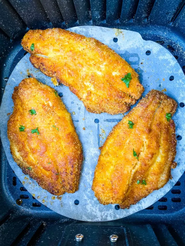 collage photo of air fryer catfish