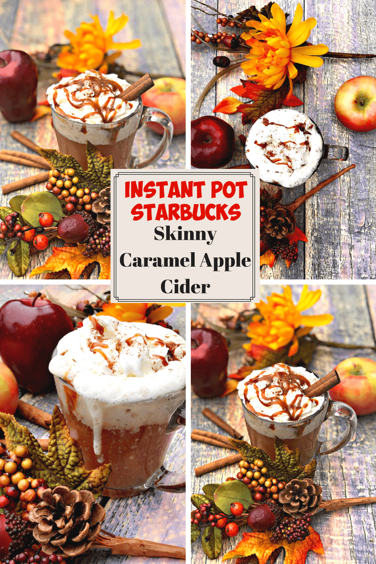 Instant Pot Slow-Cooker Skinny Copy-Cat Starbucks Caramel Apple Cider is a quick and easy crockpot and pressure cooker spice recipe that is low-calorie. This recipe gives you one of your favorite Starbucks holiday drink favorites. Serve this caramel apple spice for brunch and parties!