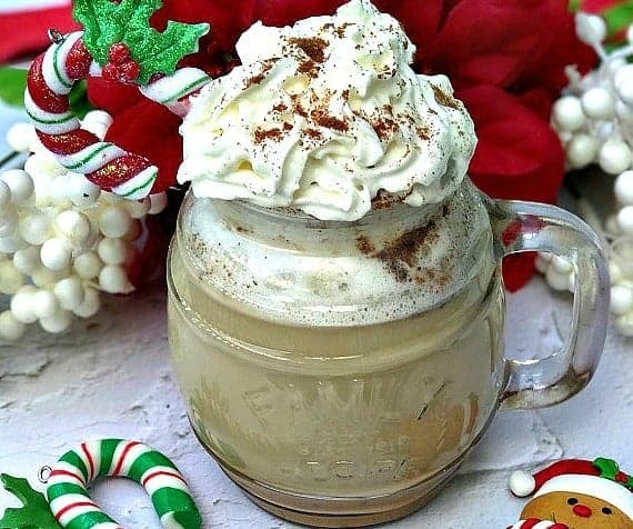 Copy-Cat Starbucks Gingerbread Latte in a glass mug