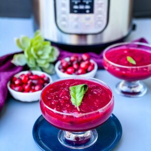 Instant Pot cranberry sauce in a glass bowl