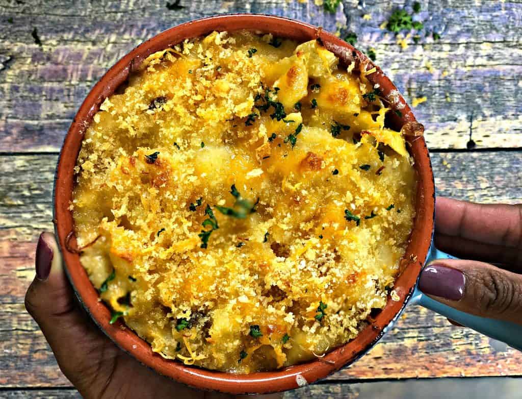 Baked Macaroni and Cheese with Caramelized Onions and Mushrooms